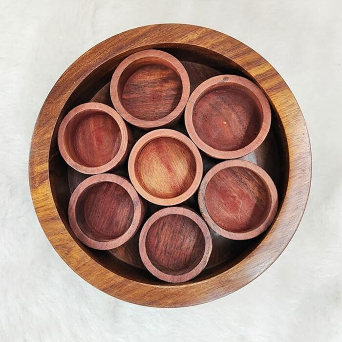 Teak Wood Anjarai Box with 7 Compartments