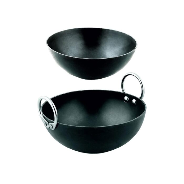 Cast Iron Kadai - Iron Tasla - Round Base Deep Frying Pan