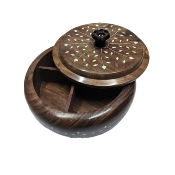 Nuts Box – Teak Wood 4-Container Box for Organized Storage - Image 2